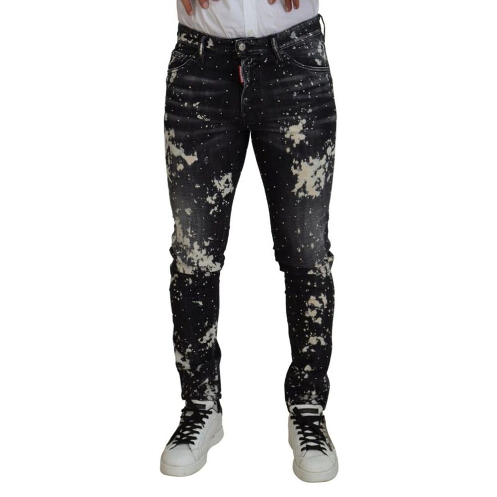Dsquared² Black Washed White Color Splash Casual Denim Men's Jeans (Pre-Owned)